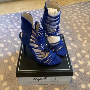 Cobalt blue strappy heels never worn